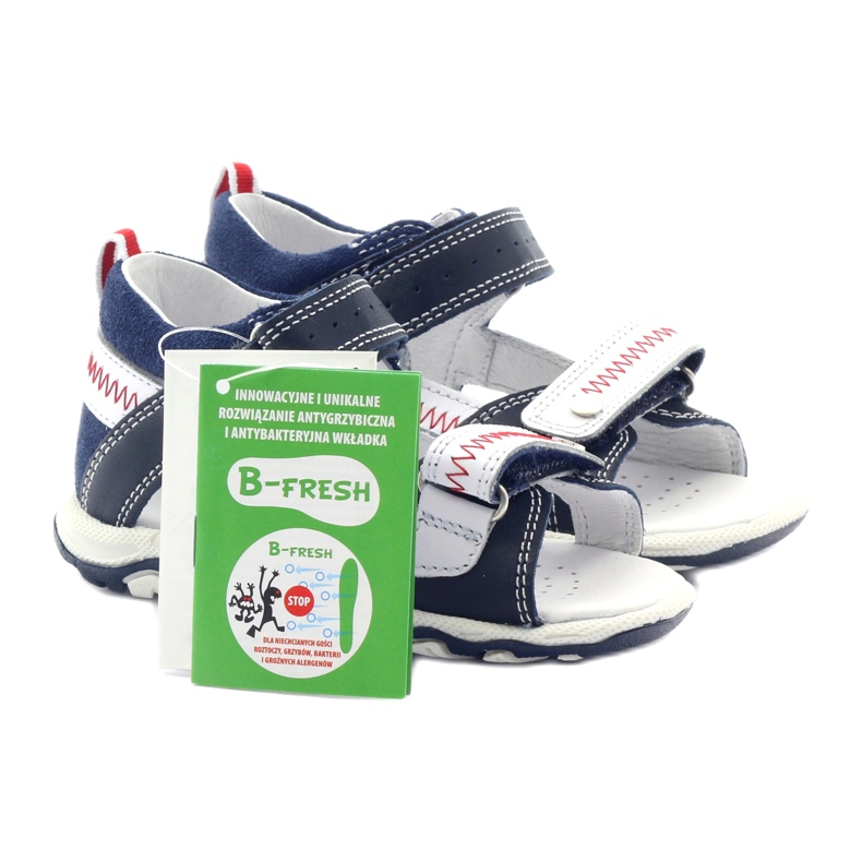 Sandalias de cuero para velcro 81824 Navy/Red Bartek azul 5