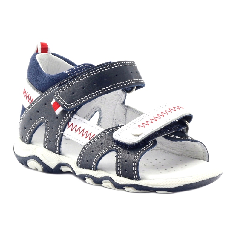 Sandalias de cuero para velcro 81824 Navy/Red Bartek azul 1