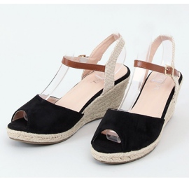 Alpargatas negras de punta abierta 77-207 Black beige marrón negro 1