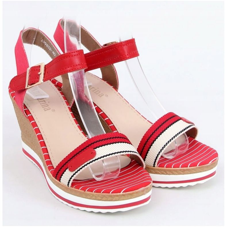 Sandalias de cuña rojas A89832 Rojo 1