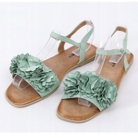 Sandalias de mujer verde con flores PA-370 Verde 1