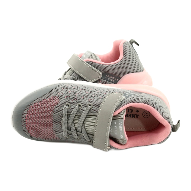 American Club Deportivas niña con velcro RL11 Gris-Rosa 4