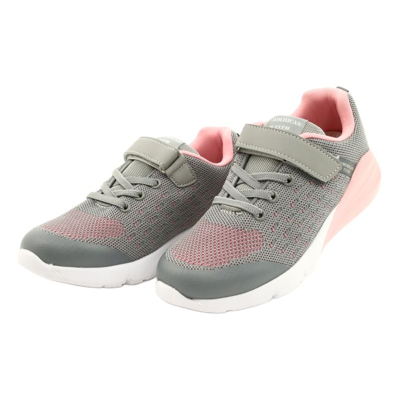 American Club Deportivas niña con velcro RL11 Gris-Rosa 1