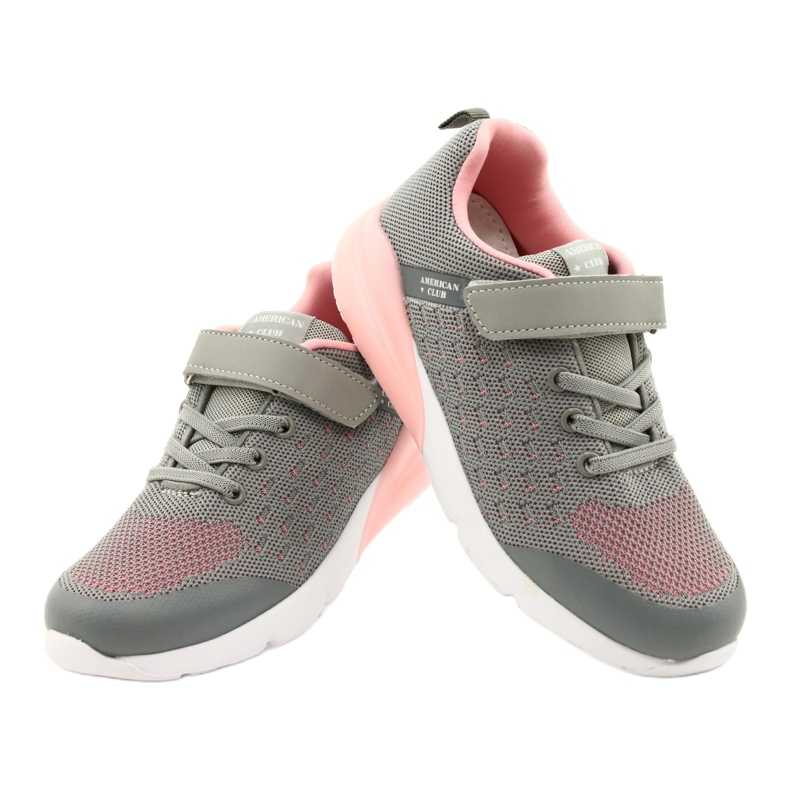 American Club Deportivas niña con velcro RL11 Gris-Rosa 3
