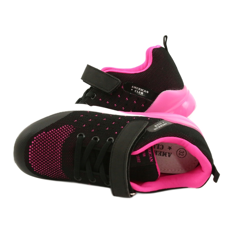 American Club Zapatos Deportivos Niña Con Velcro RL11 Negro / Rosa 4