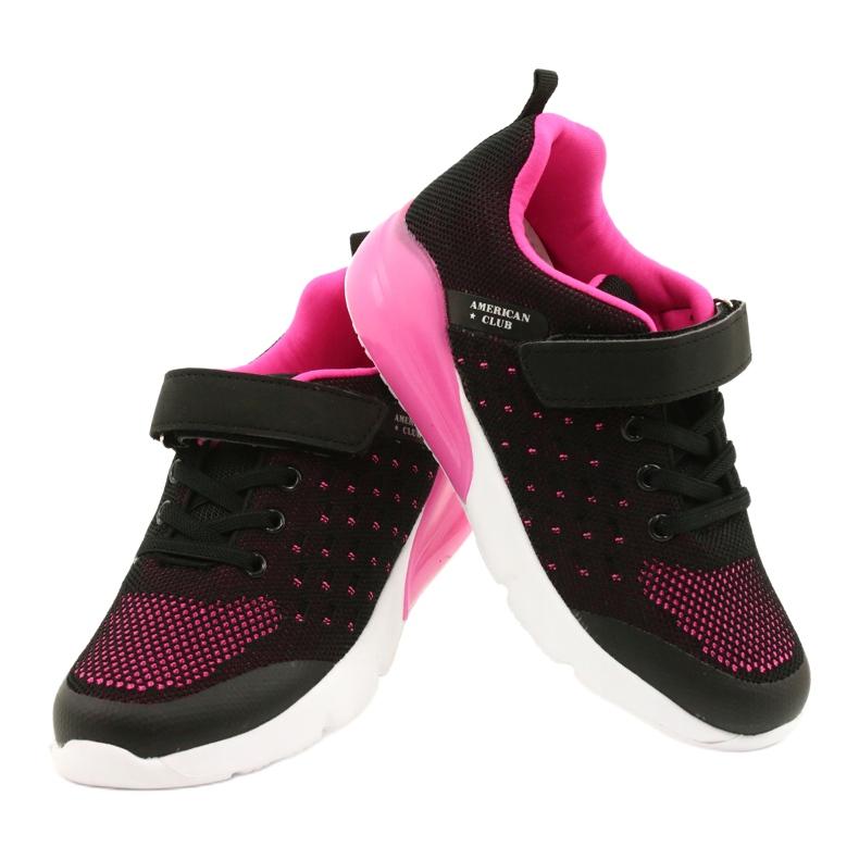 American Club Zapatos Deportivos Niña Con Velcro RL11 Negro / Rosa 3