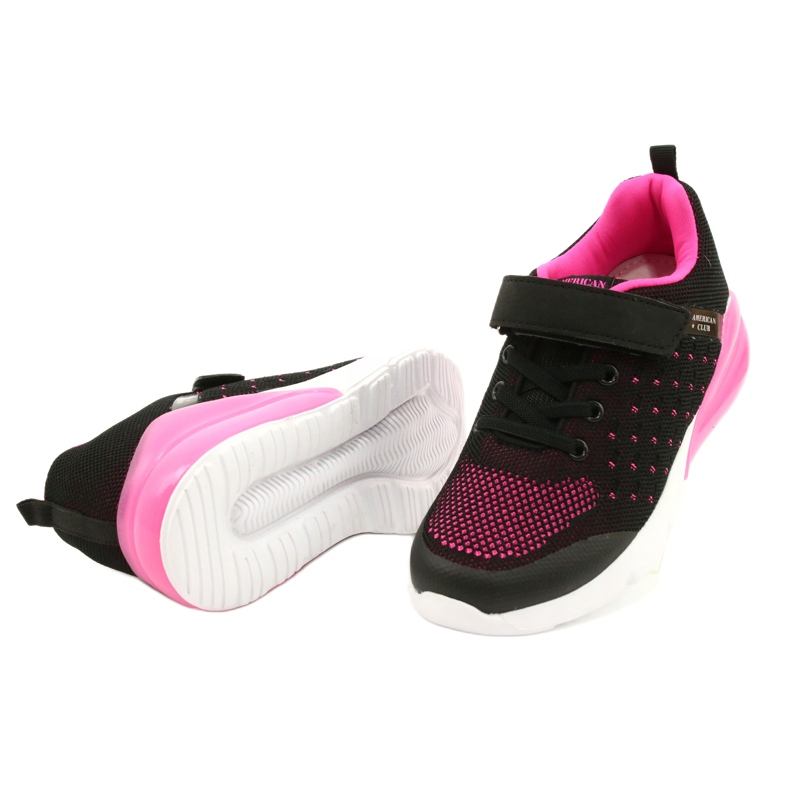 American Club Zapatos Deportivos Niña Con Velcro RL11 Negro / Rosa 2