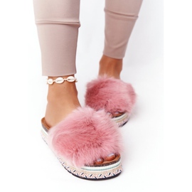 Seastar Pantuflas con plataforma Adventure rosa con pelo 2