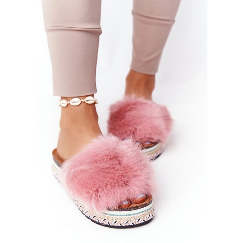 Seastar Pantuflas con plataforma Adventure rosa con pelo 2
