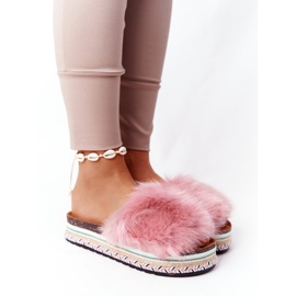Seastar Pantuflas con plataforma Adventure rosa con pelo 1