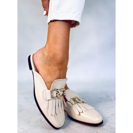 T501 Pantuflas mocasín beige beige con cadena 1 T501 Pantuflas mocasín beige beige con cadena 1