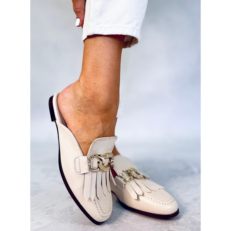 T501 Pantuflas mocasín beige beige con cadena 1 T501 Pantuflas mocasín beige beige con cadena 1