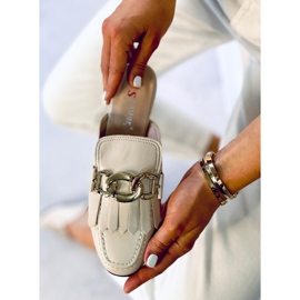 T501 Pantuflas mocasín beige beige con cadena 2 T501 Pantuflas mocasín beige beige con cadena 2