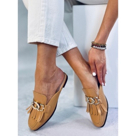 Zapatillas mocasines con cadena camel T501 Camel marrón 1 Zapatillas mocasines con cadena camel T501 Camel marrón 1