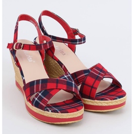 Sandalias de cuña cuadros rojos A89937 Rojo 1