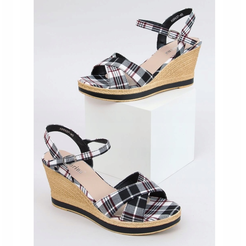 Negro Sandalias negras de cuadros A89937 Negro 1