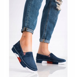 ARTIKER Slipons de cuero en la plataforma azul marino azul 1
