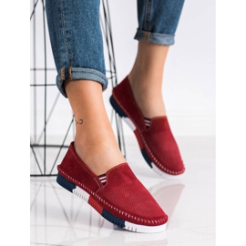 ARTIKER Slipons de cuero en la plataforma rojo 1