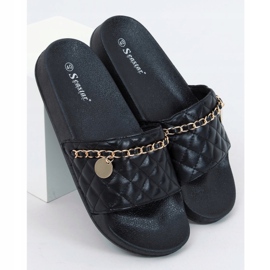 Black CK189P Pantuflas negras negro dorado 1 Black CK189P Pantuflas negras negro dorado 1