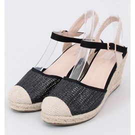 Alpargatas negras con tacón de cuña DZ8006 Negro beige 1
