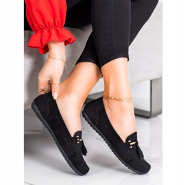 Queentina Mocasines de gamuza de moda negro dorado 3