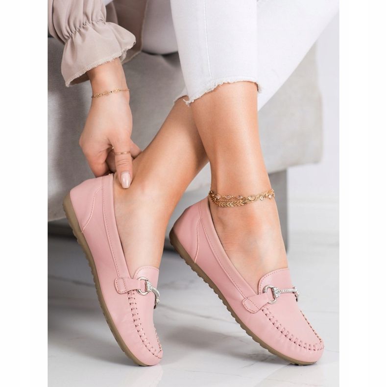 Queentina Mocasines elegantes con circonita rosa 2