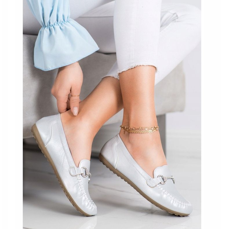 Queentina Mocasines elegantes con circonita plata 1