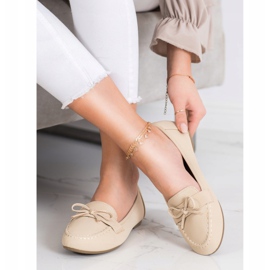 Diamantique Mocasines de piel ecológica beige 2