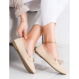 Diamantique Mocasines de piel ecológica beige 3