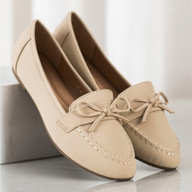 Diamantique Mocasines de piel ecológica beige 1