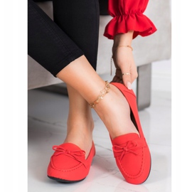 Diamantique Mocasines de piel ecológica rojo 2