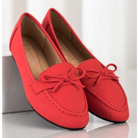 Diamantique Mocasines de piel ecológica rojo 3