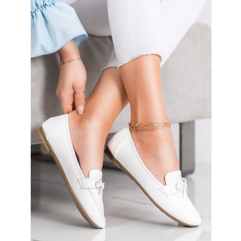 Diamantique Mocasines de piel ecológica blanco 1