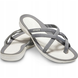Crocs Pantuflas para mujer Swiftwater Webbing Flip W Gris claro 205479 Oct. 3