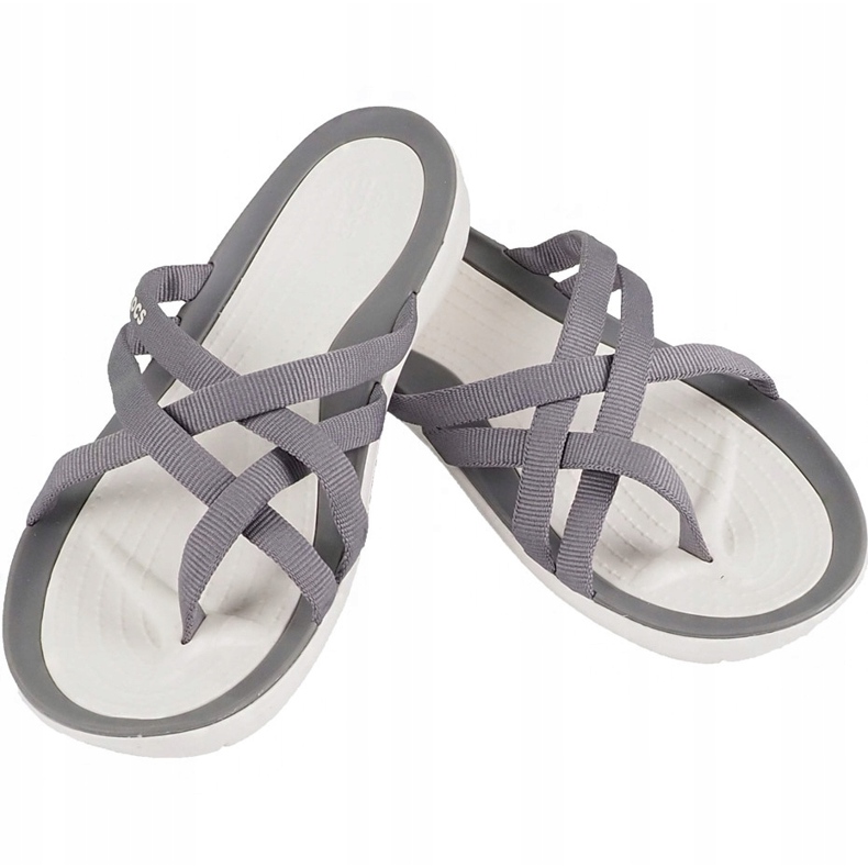 Crocs Pantuflas para mujer Swiftwater Webbing Flip W Gris claro 205479 Oct. 1