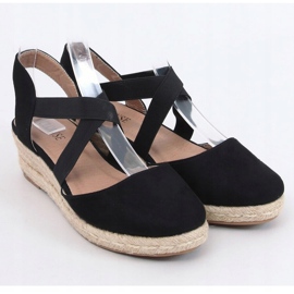 Alpargatas negras con tacón de cuña baja 9R65 Negro 2