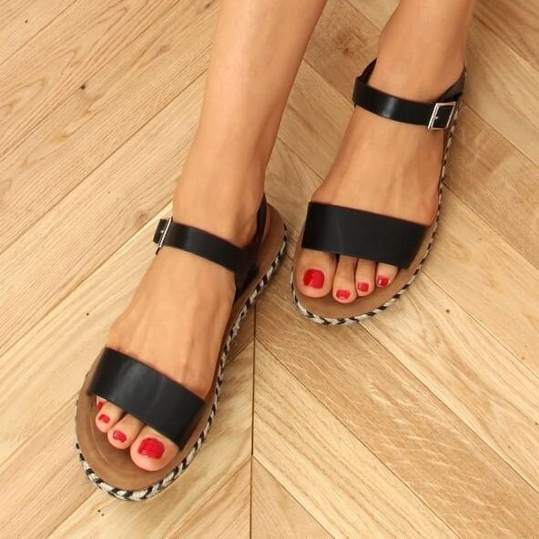 TH005 Sandalias alpargatas negras negro 1