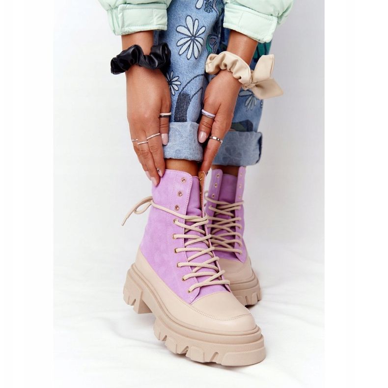 Botines de ante Workery Lewski Shoes 3007-0 Violet beige púrpura 2