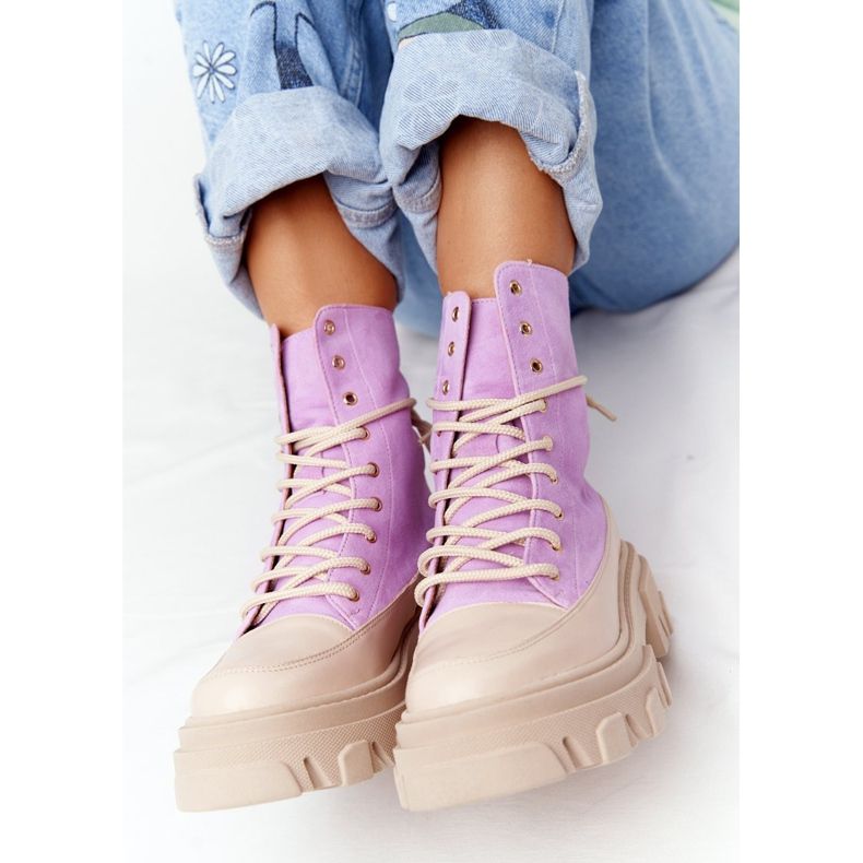 Botines de ante Workery Lewski Shoes 3007-0 Violet beige púrpura 1
