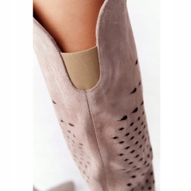 Lewski Shoes Wiosenne Ażurowe Kozaki Lewski Zapatos 2847 / B Beżowe beige 7
