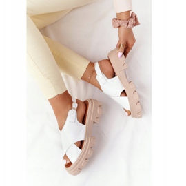 Sandalias de cuero en la plataforma Lewski Shoes 3018-0 Blanco 1