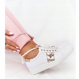 Deportivas Mujer Piel Lewski Shoes 2786-0 Blanco y Dorado 1