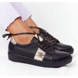 Deportivas Mujer Piel Lewski Shoes 2786-0 Negro-Dorado 5