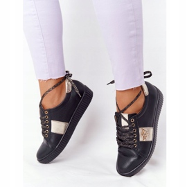 Deportivas Mujer Piel Lewski Shoes 2786-0 Negro-Dorado 3