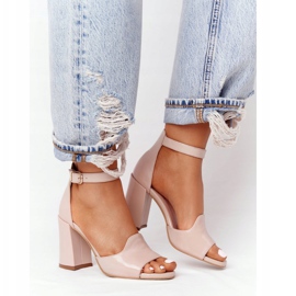 PV3 Sandalias de cuero en una barra Visconi 4361537 Nude beige rosado 5