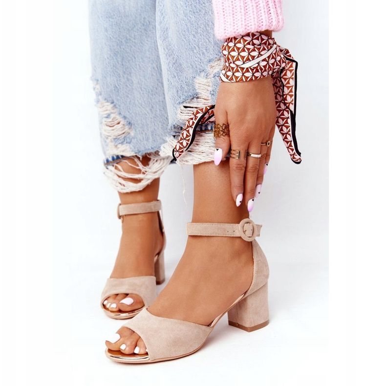 Sandalias Ante Tacón Alto Vinceza 21-20100 Beige 2