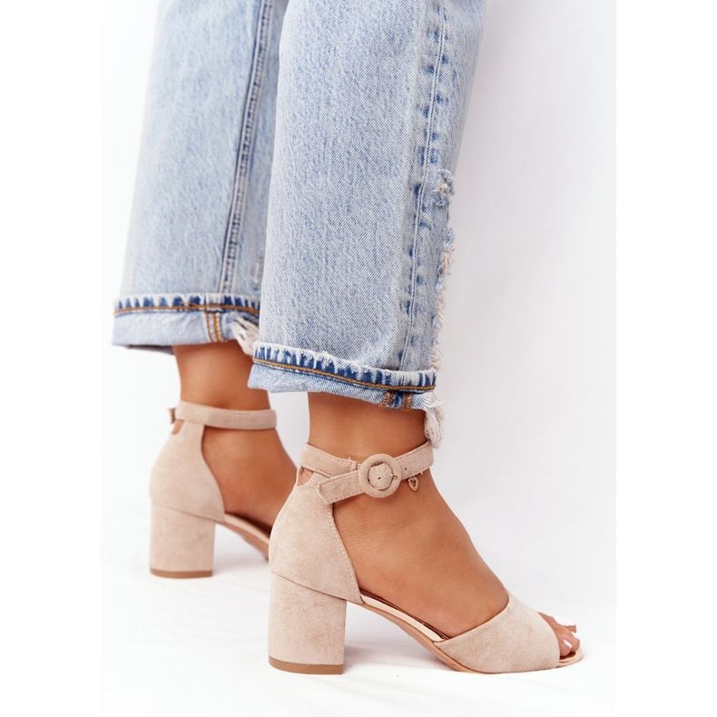 Sandalias Ante Tacón Alto Vinceza 21-20100 Beige 1