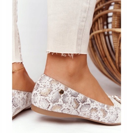 Bailarinas Piel Con Flecos Maciejka 04016-25 Beige-Dorado 3