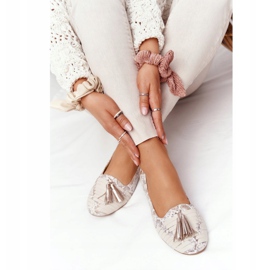 Bailarinas Piel Con Flecos Maciejka 04016-25 Beige-Dorado 5