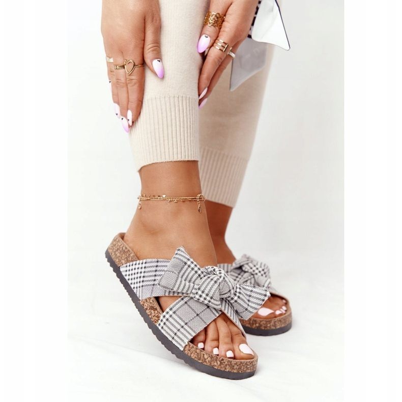 Pantuflas En La Suela De Corcho Vinceza 20-30105 Cuadros Grises 1